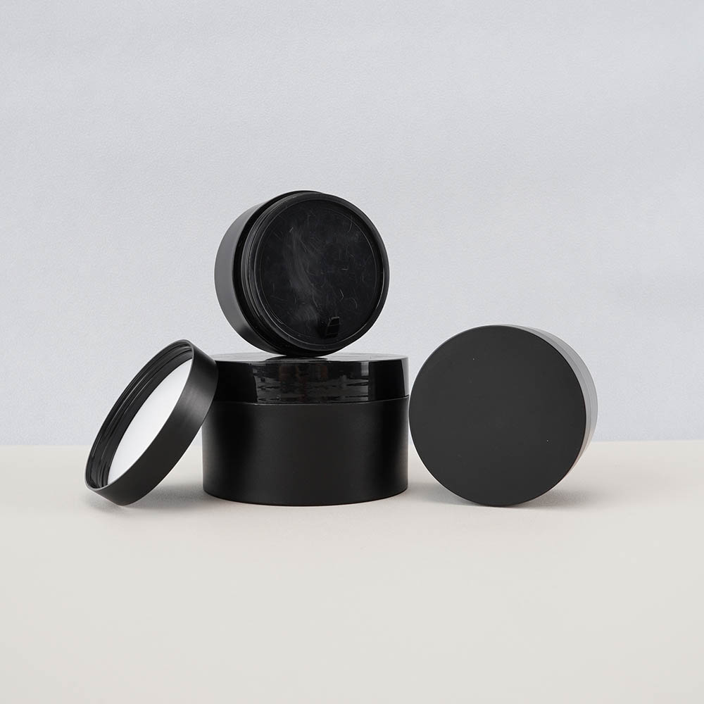 Giant Spherical Black Matte Plastic Containers for Magnificence Hair Cream Pomade - Obtainable in 75g, 100g, and 200g Sizes