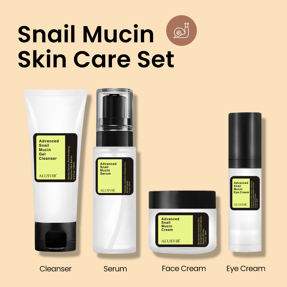 Korean Wholesale Skincare Set: Anti-Getting old Snail Mucin Face Serum, Facial Cream, and Eye Cream from Producers