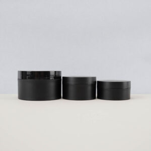 Giant Spherical Black Matte Plastic Containers for Magnificence Hair Cream Pomade – Obtainable in 75g, 100g, and 200g Sizes